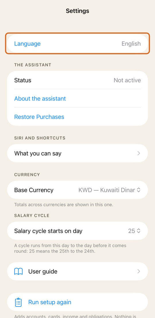 Open Settings and tap Language.