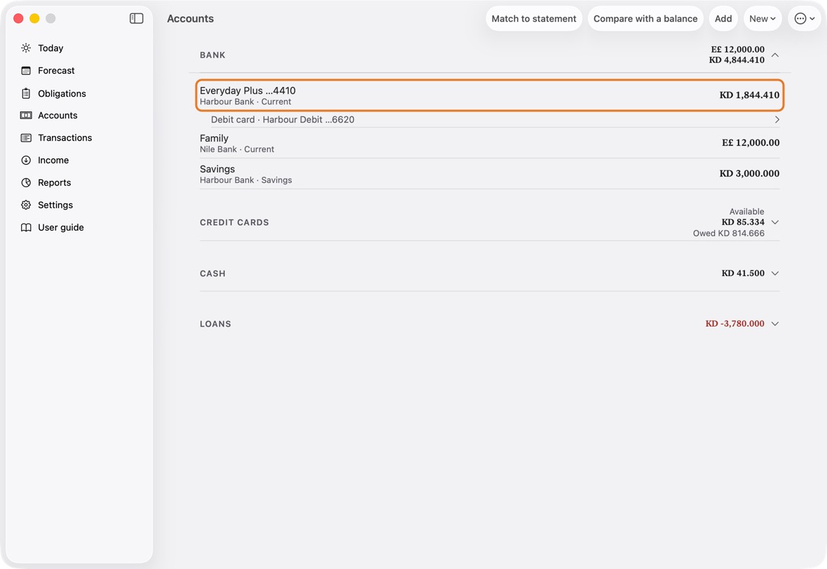 You should now see the new name everywhere: Today, Accounts, Pay with and Transactions.