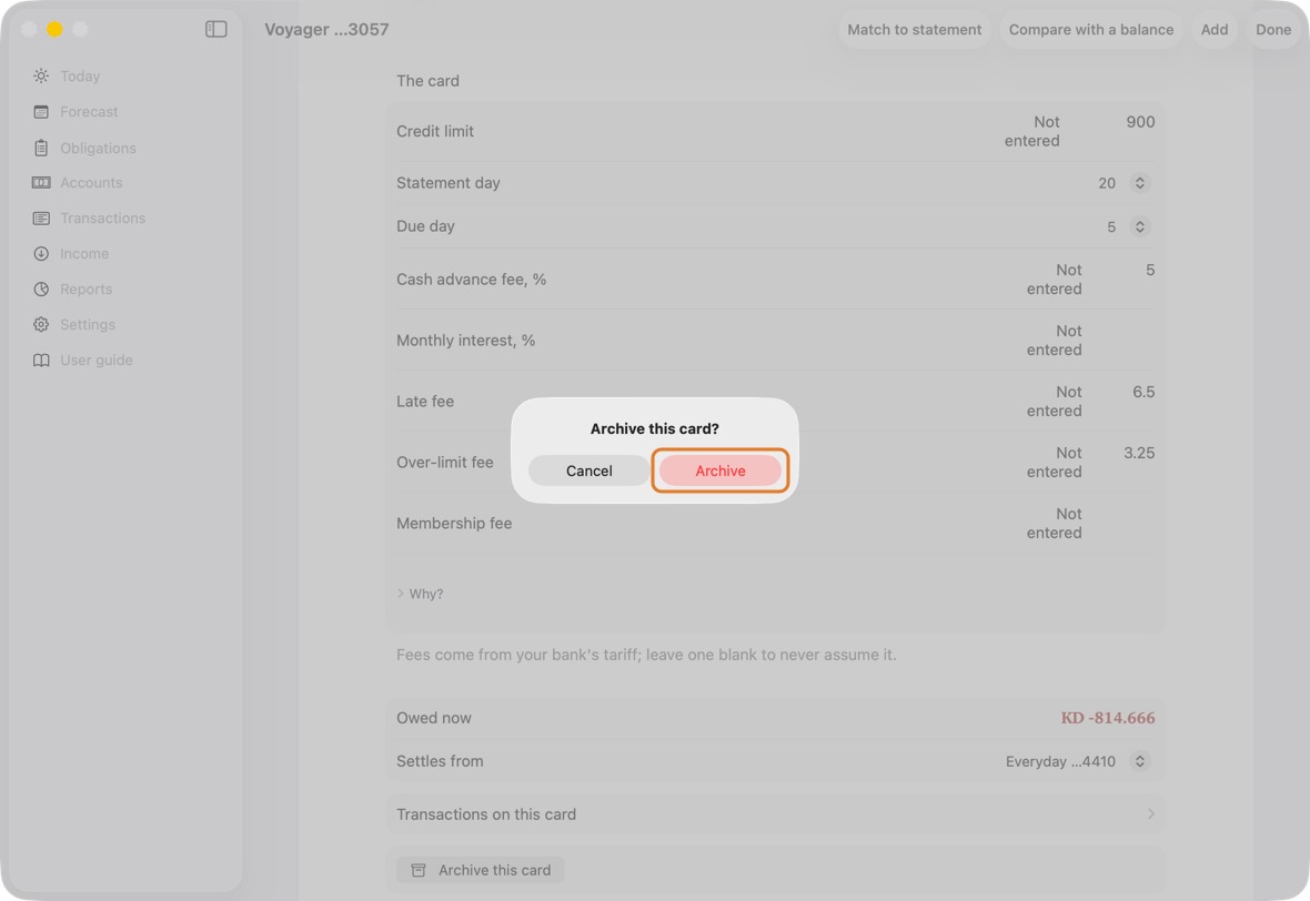 At the bottom, click Archive this card, then Archive.