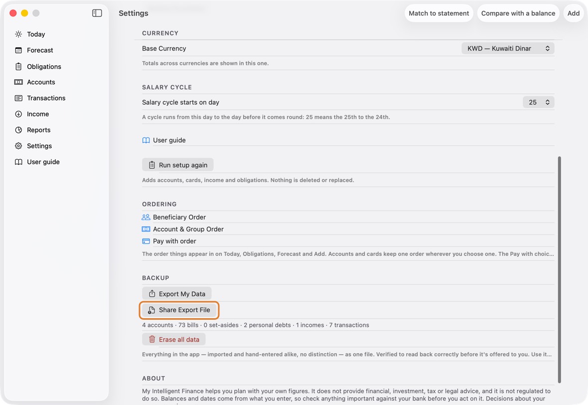 You should now have one file with everything in the app, checked to read back correctly.
