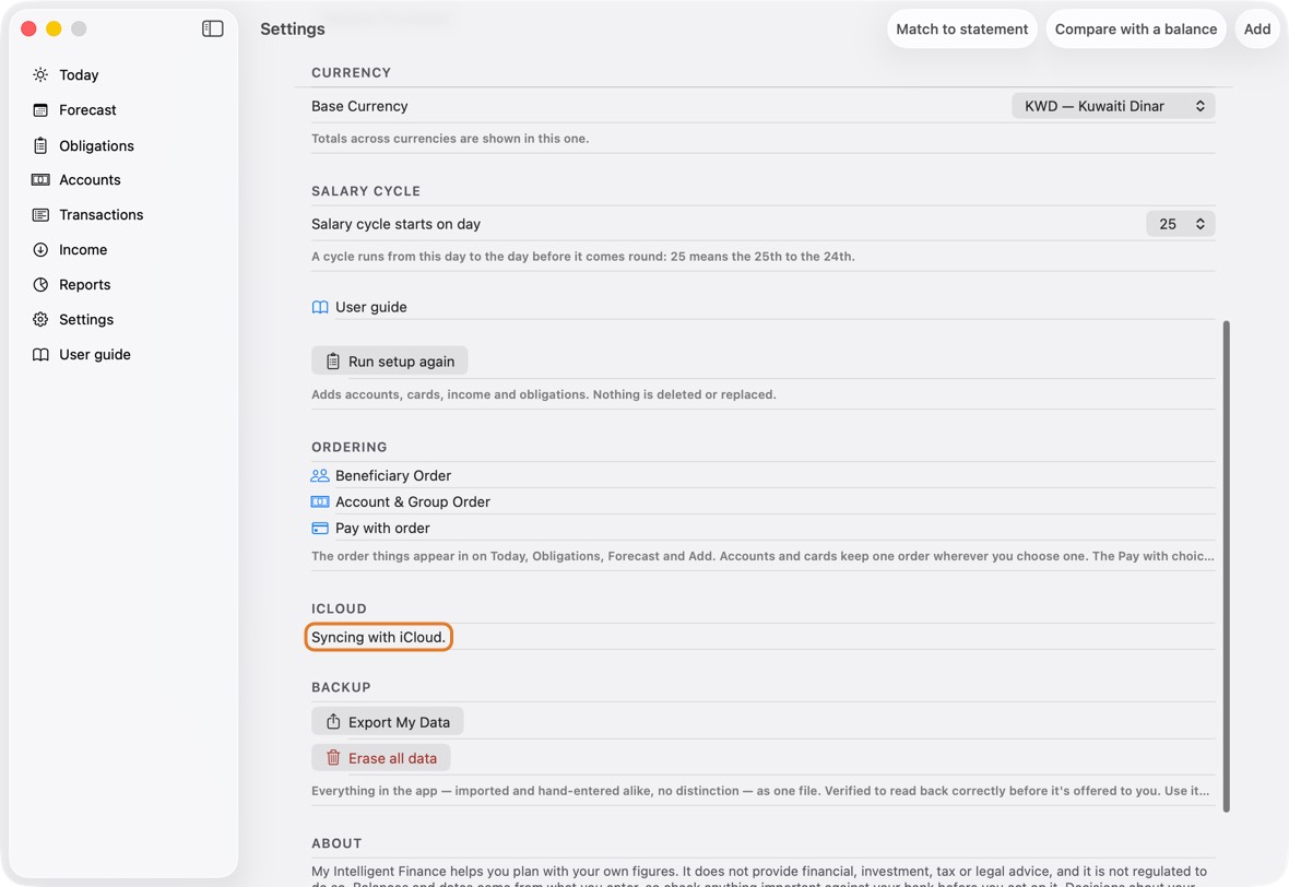You should now see your Apple Account at the top of System Settings, and the app's data the same on each device.