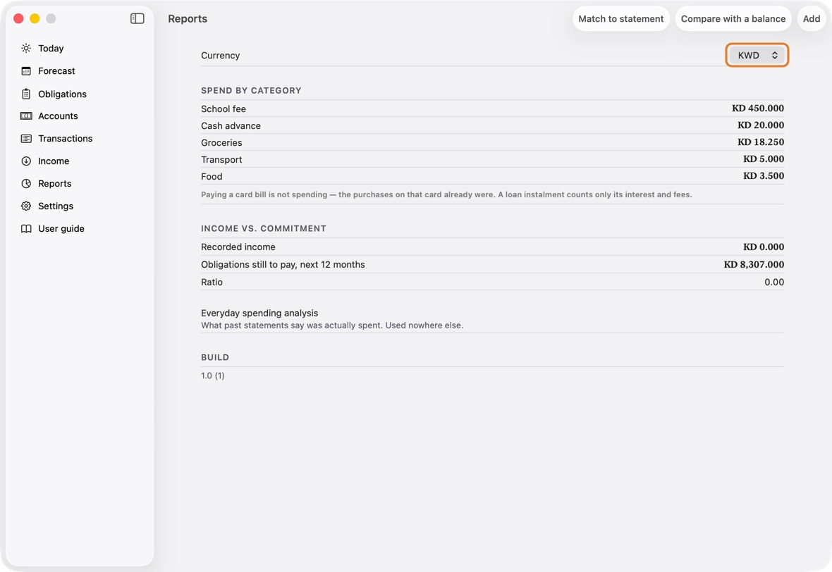 Open Reports. Choose the Currency.