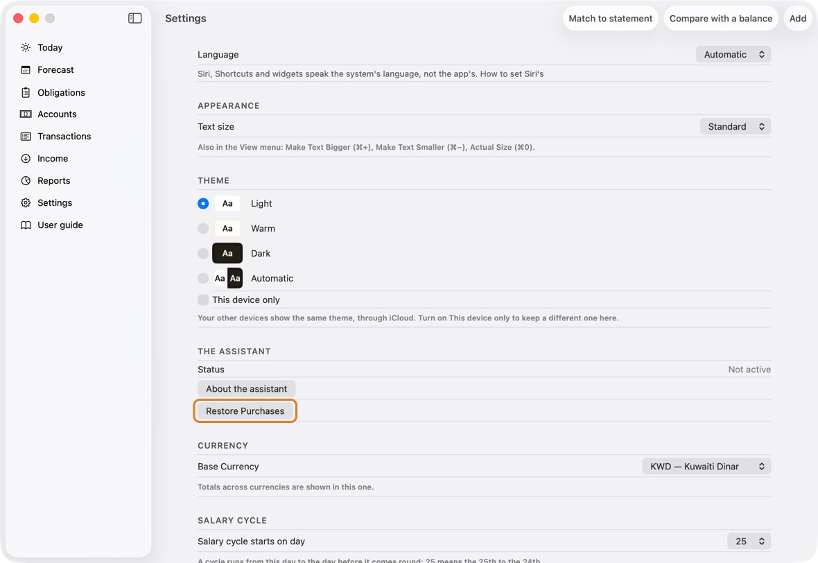 Choose the backup file. Check the counts it shows, then click Restore.