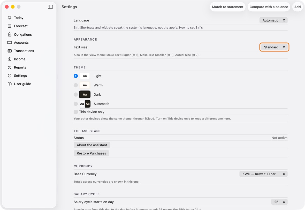 Open Settings. Under Appearance, choose a Text size: Small, Standard, Large or Larger.
